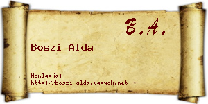 Boszi Alda névjegykártya